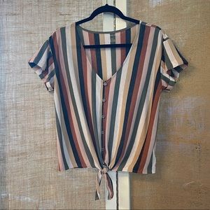 American Eagle Tie-Front Striped Top